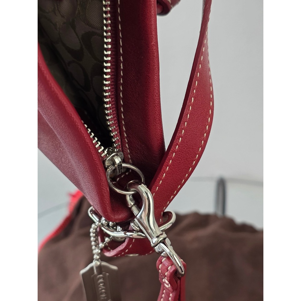 Coach Legacy Demi Mini Hobo Bag Y2K red leather contrast stitching silver-tone - Picture 9 of 15